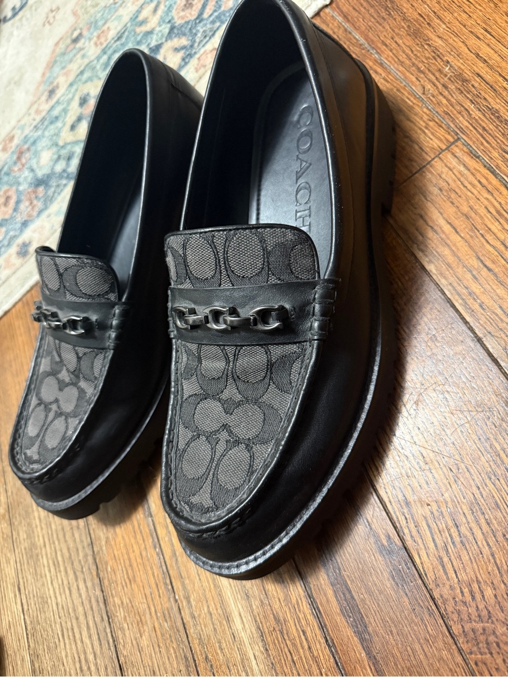 Coach Men’s Black Signature Canvas & Leather Bit Loafers